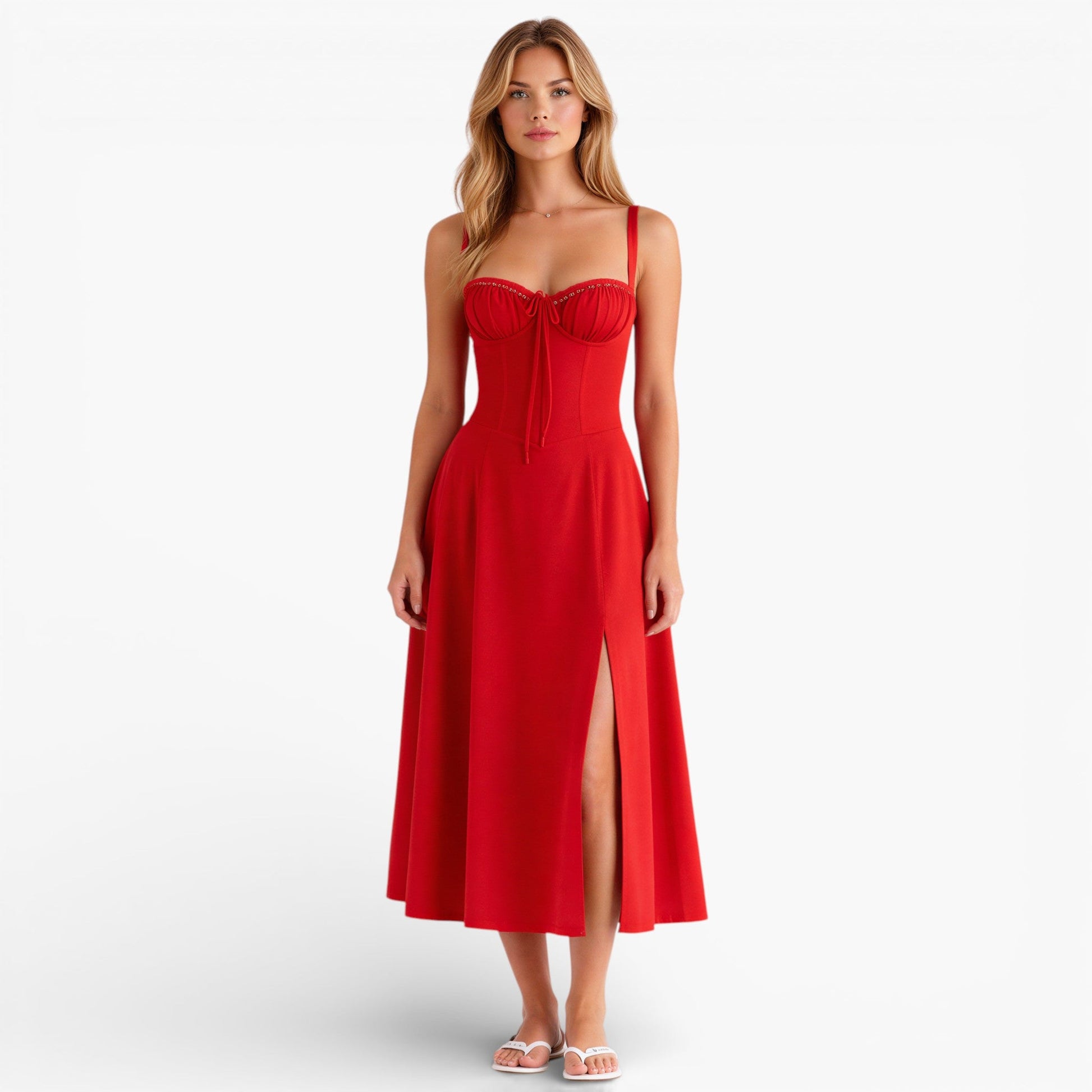 Women's Corset Waist Midi Dress