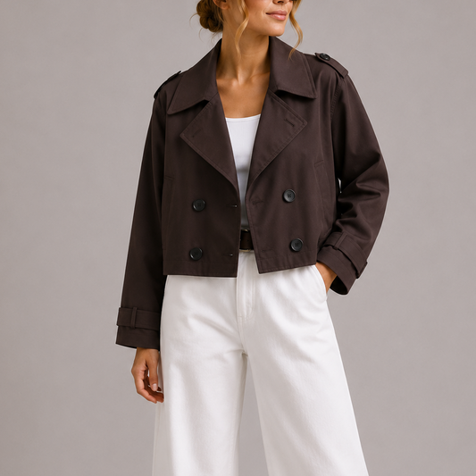Women's Cropped Trench Coat Jacket