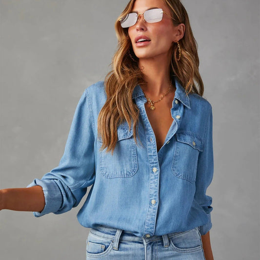 Women's Denim Blend Blouse Shirt