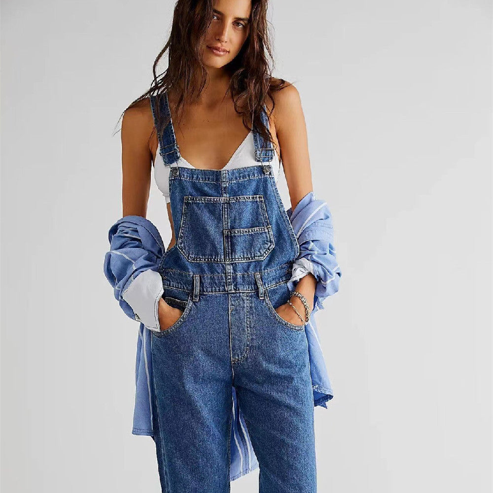 Women's Denim Overalls - Relaxed Fit Dungarees