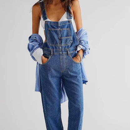 Women's Denim Overalls - Relaxed Fit Dungarees