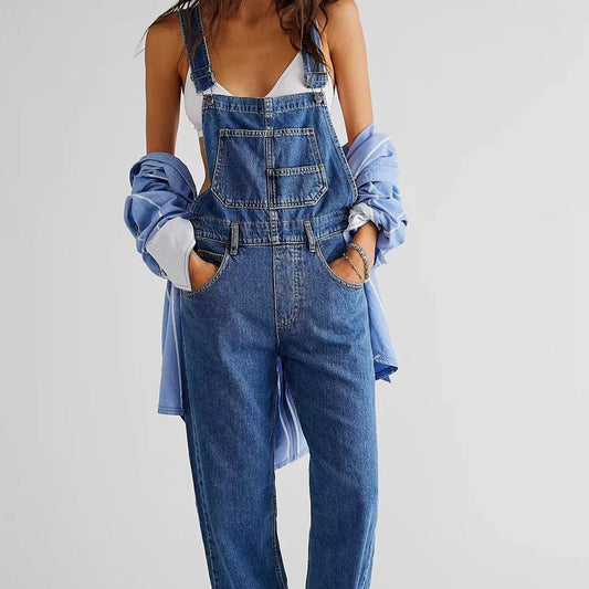 Women's Denim Overalls - Relaxed Fit Dungarees