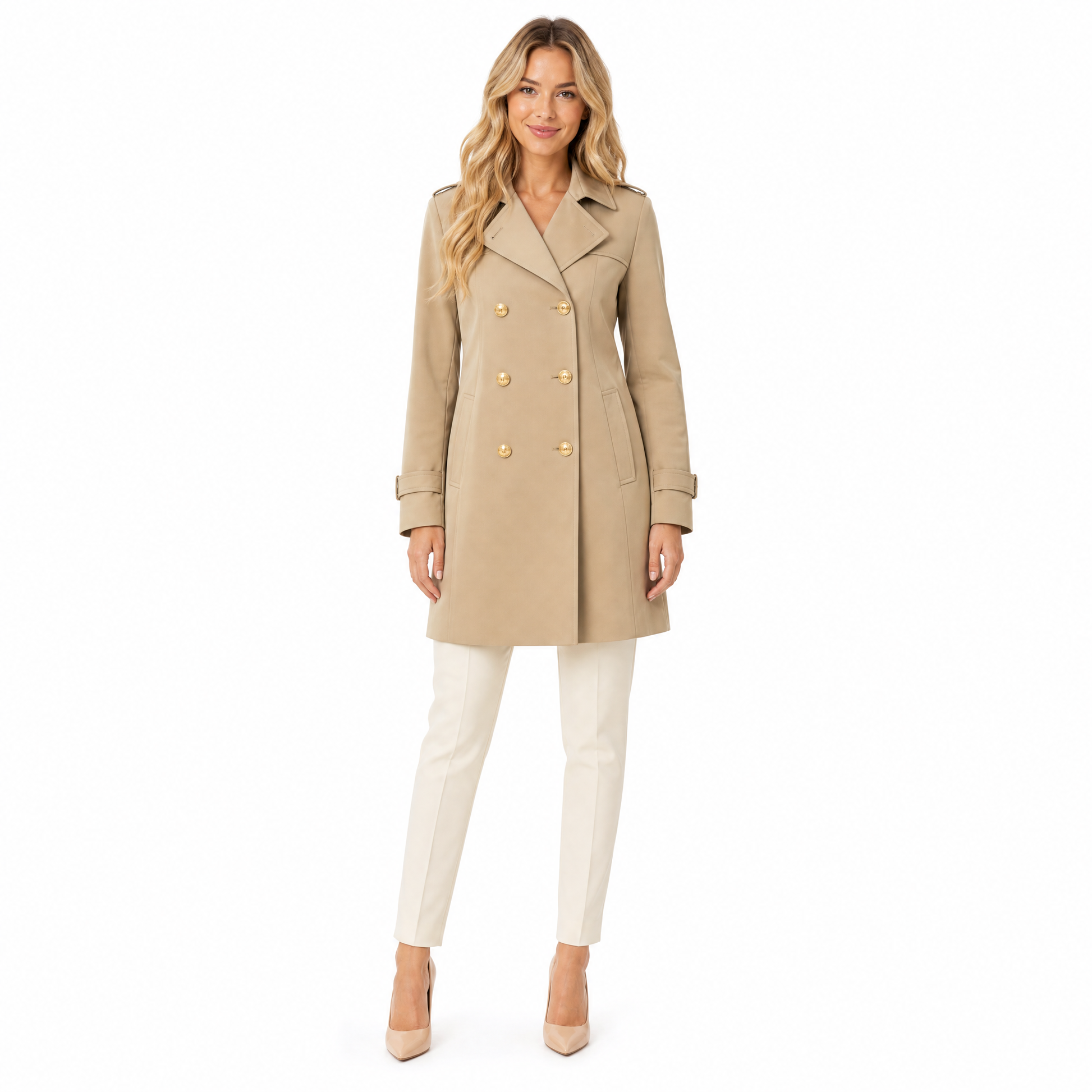 Women's Double-Breasted Short Trench Coat