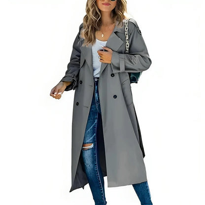 Women's Double-Breasted Trench Coat with Relaxed Fit