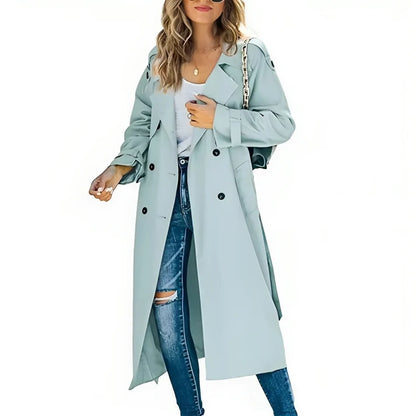 Women's Double-Breasted Trench Coat with Relaxed Fit