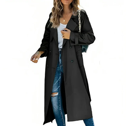 Women's Double-Breasted Trench Coat with Relaxed Fit