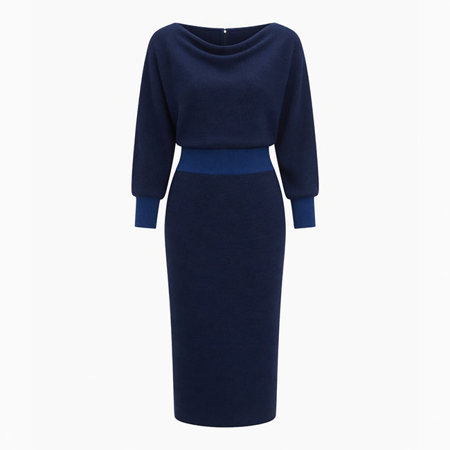 Women's Draped Batwing Sleeve Midi Dress