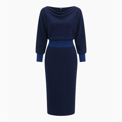 Women's Draped Batwing Sleeve Midi Dress
