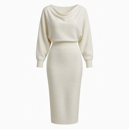 Women's Draped Batwing Sleeve Midi Dress