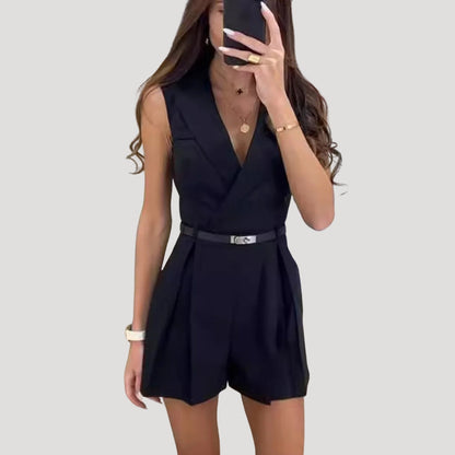 Women's Elegant Short Blazer Pantsuit