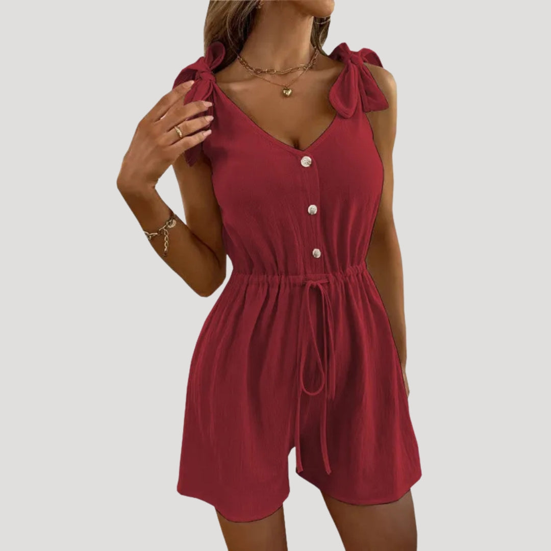 Women's Elegant Sleeveless Jumpsuit with Ties