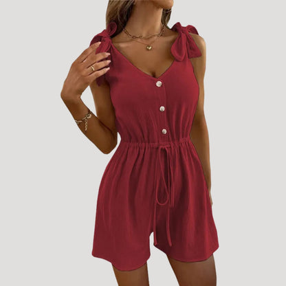 Women's Elegant Sleeveless Jumpsuit with Ties