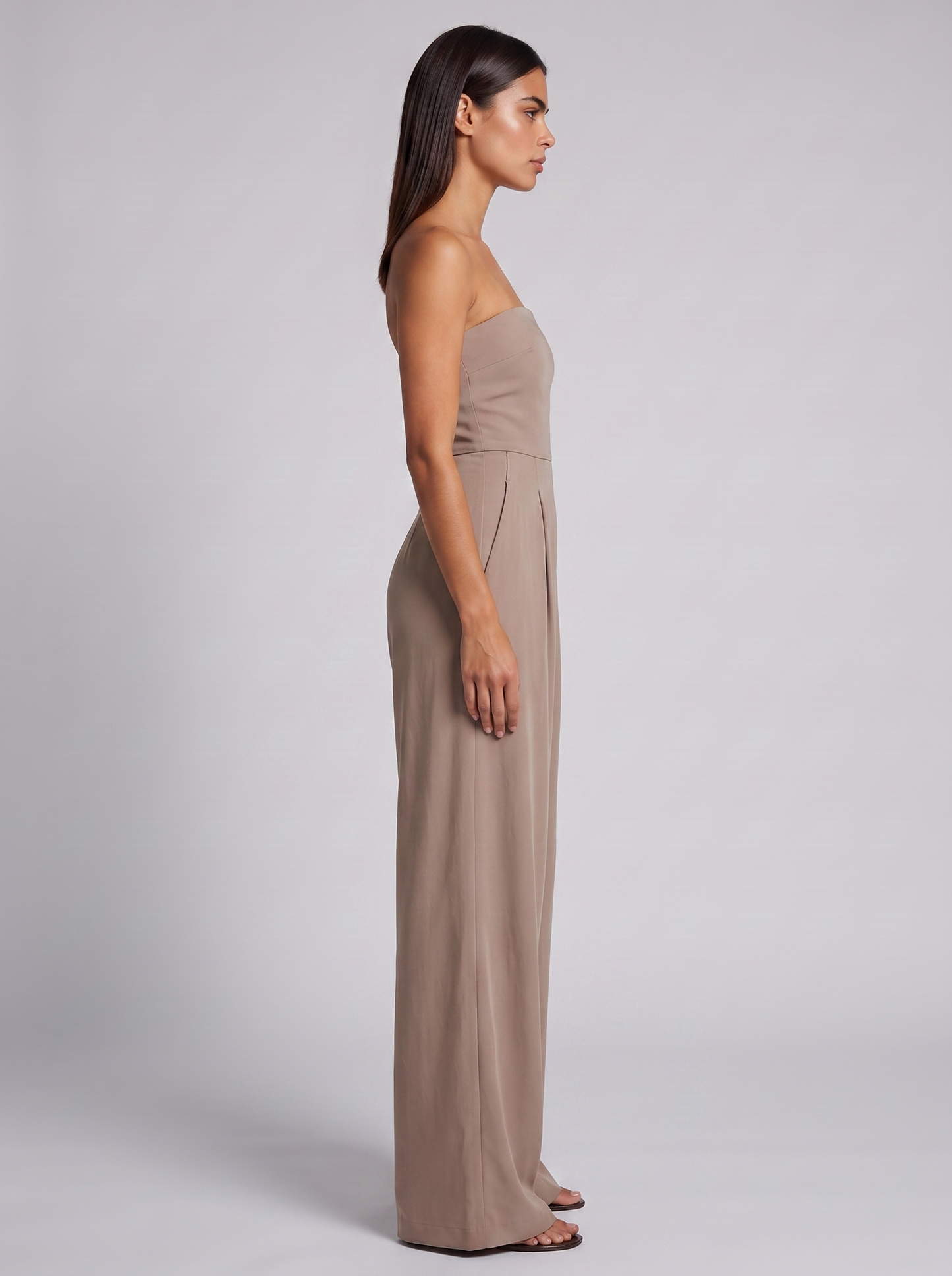Women's Elegant Strapless Jumpsuit with Pockets