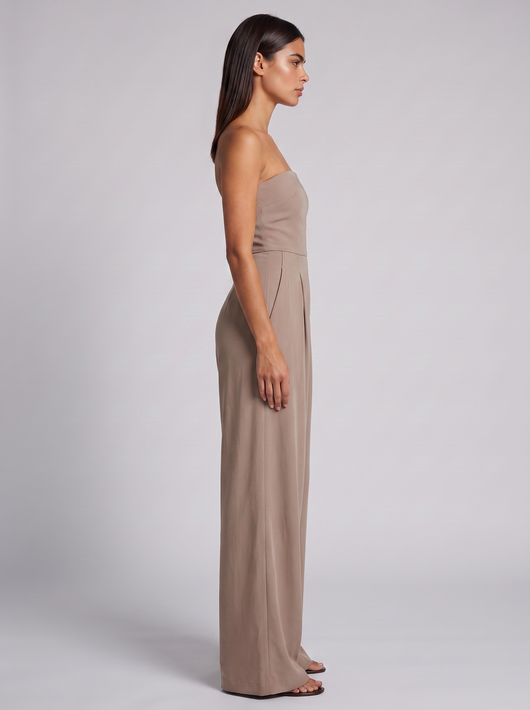 Women's Elegant Strapless Jumpsuit with Pockets