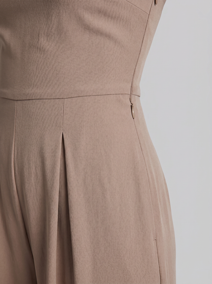 Women's Elegant Strapless Jumpsuit with Pockets