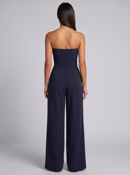 Women's Elegant Strapless Jumpsuit with Pockets
