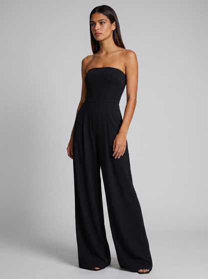 Women's Elegant Strapless Jumpsuit with Pockets