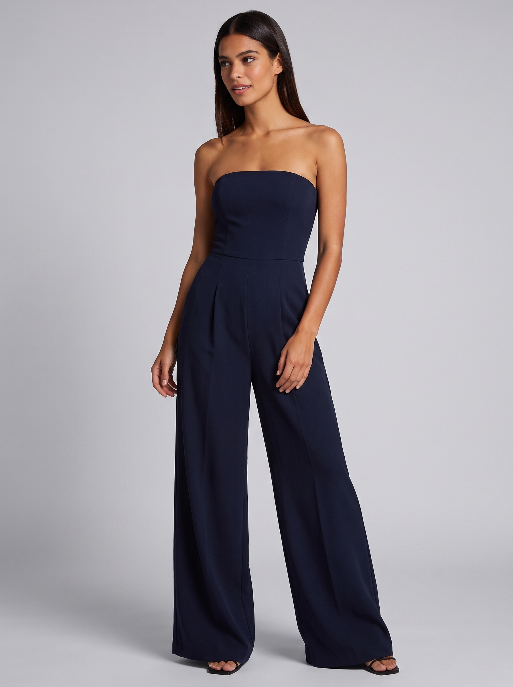 Women's Elegant Strapless Jumpsuit with Pockets