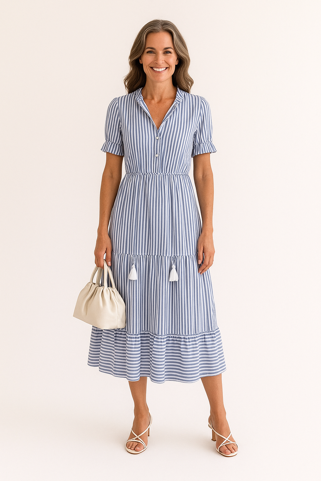 Women's Elegant Striped Tiered Dress