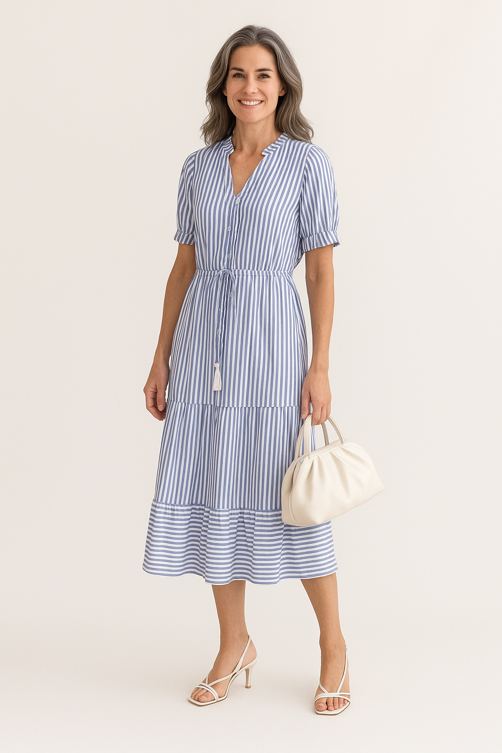 Women's Elegant Striped Tiered Dress