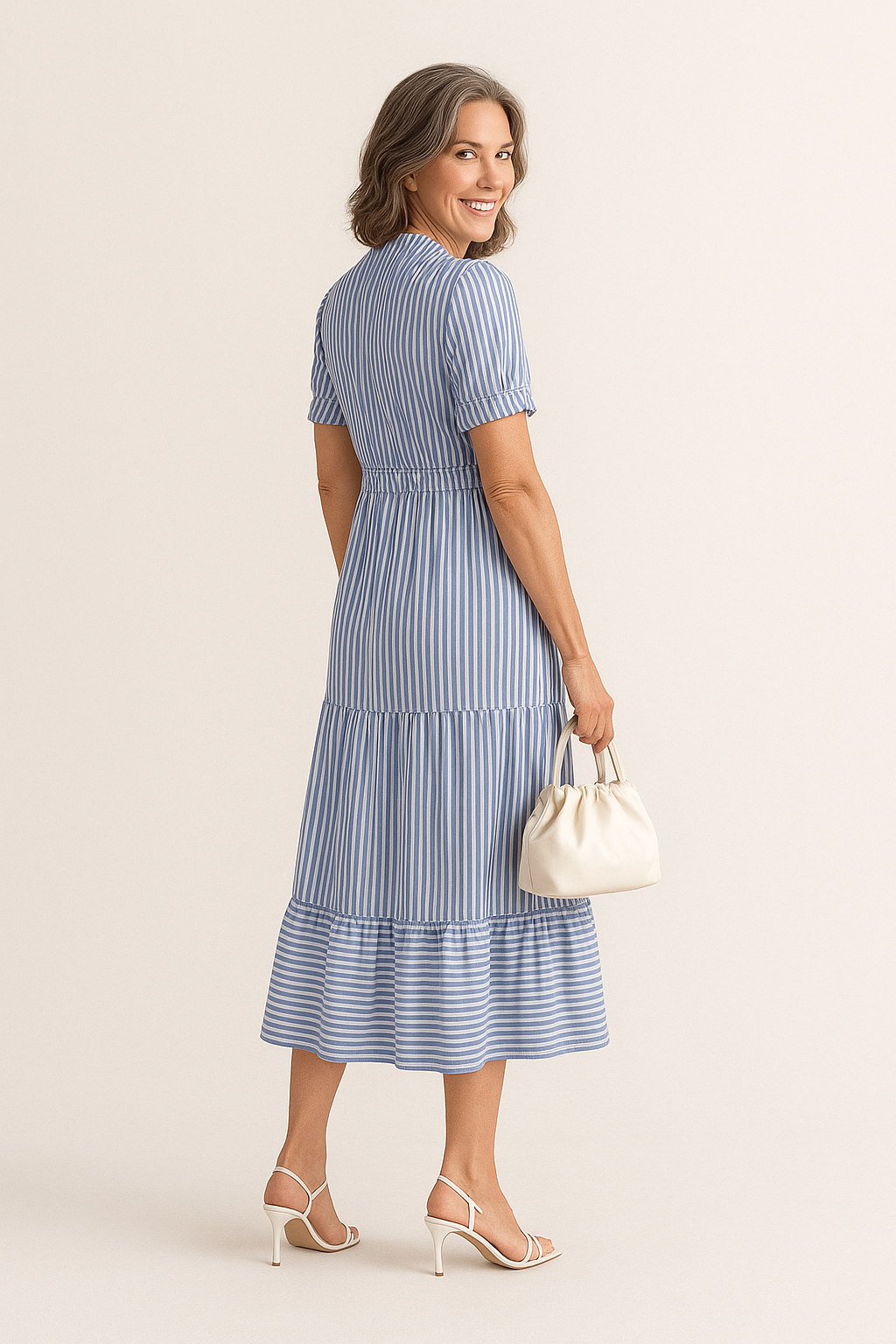 Women's Elegant Striped Tiered Dress