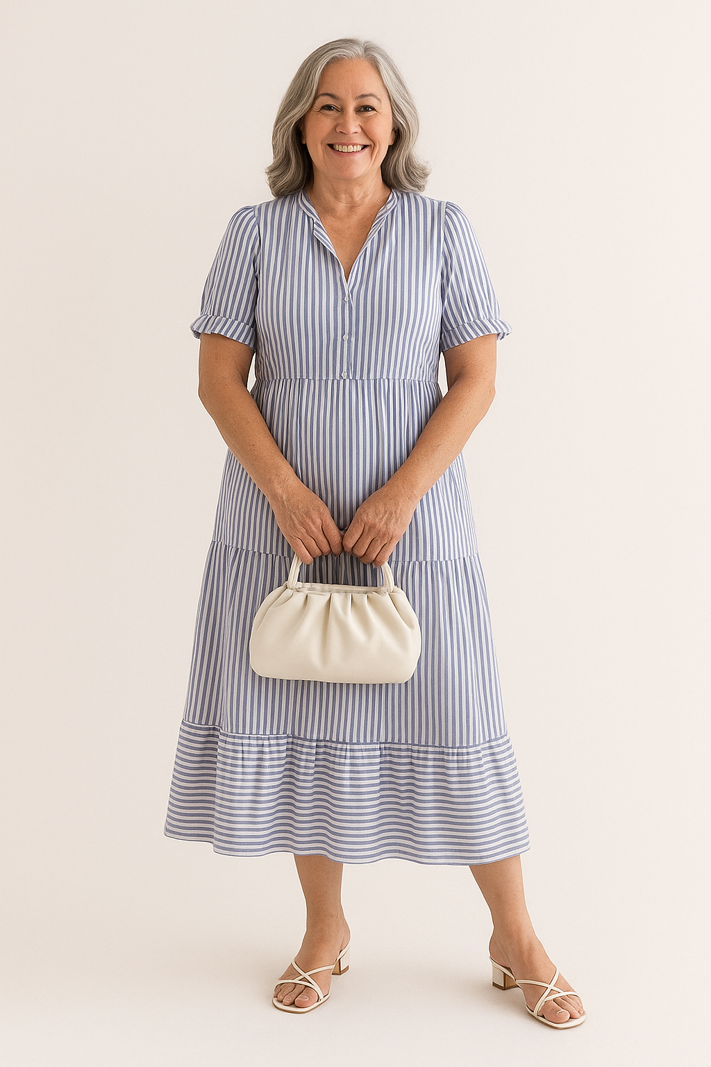 Women's Elegant Striped Tiered Dress