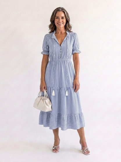 Women's Elegant Striped Tiered Dress