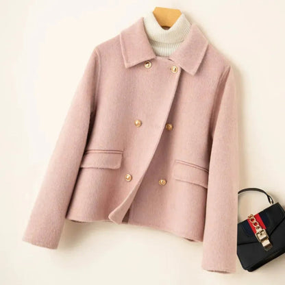 Women's Elegant Wool Coat with Doll Collar