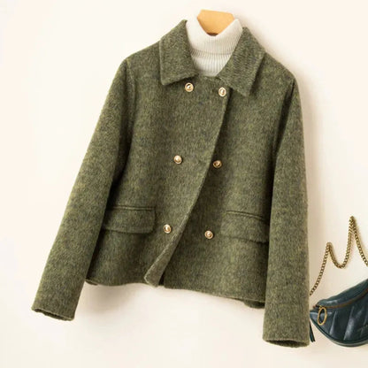 Women's Elegant Wool Coat with Doll Collar