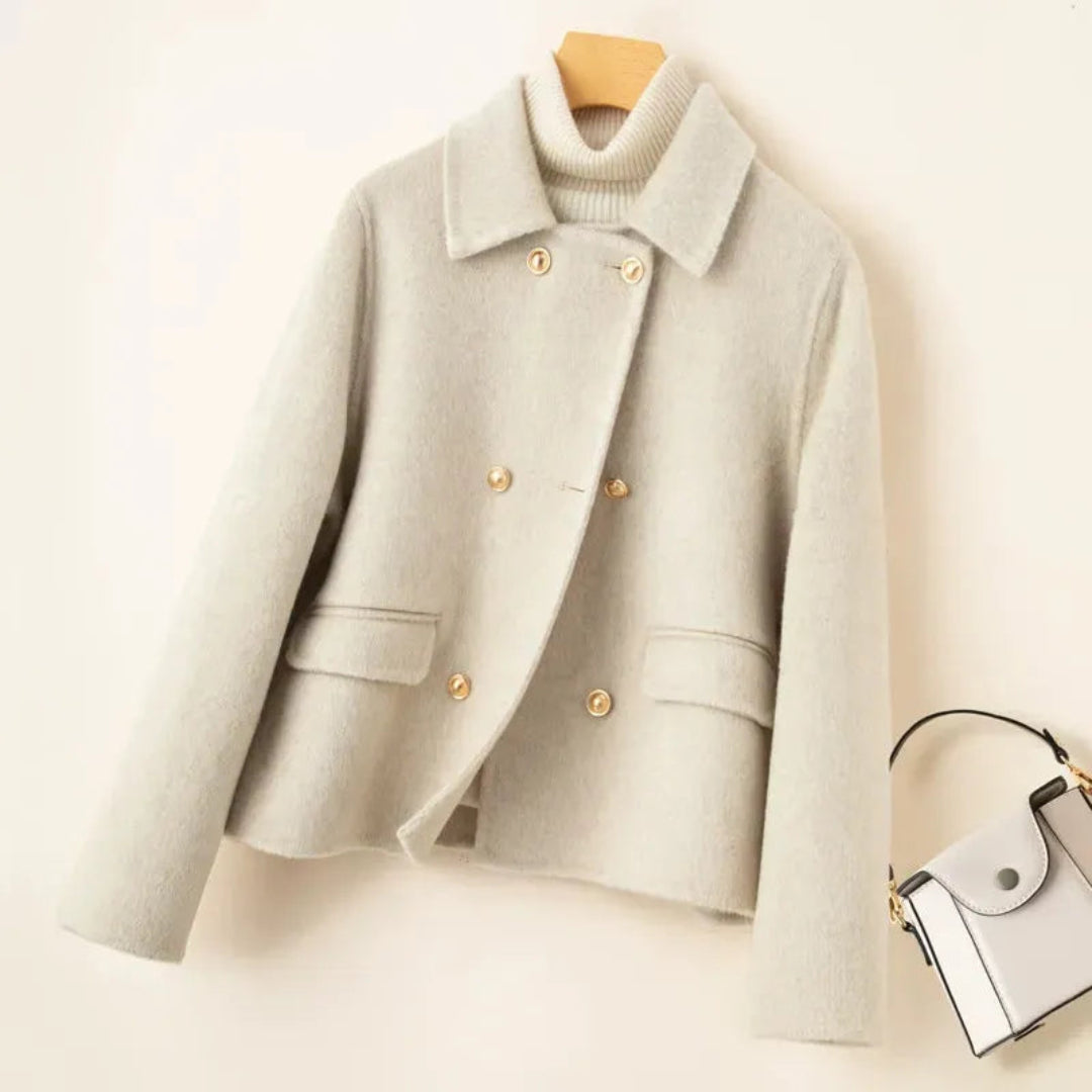 Women's Elegant Wool Coat with Doll Collar
