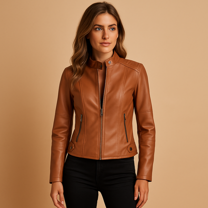 Women's Elegant Zippered Jacket with Collar