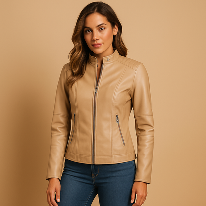 Women's Elegant Zippered Jacket with Collar