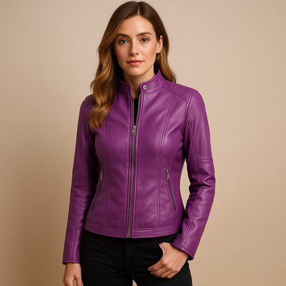Women's Elegant Zippered Jacket with Collar