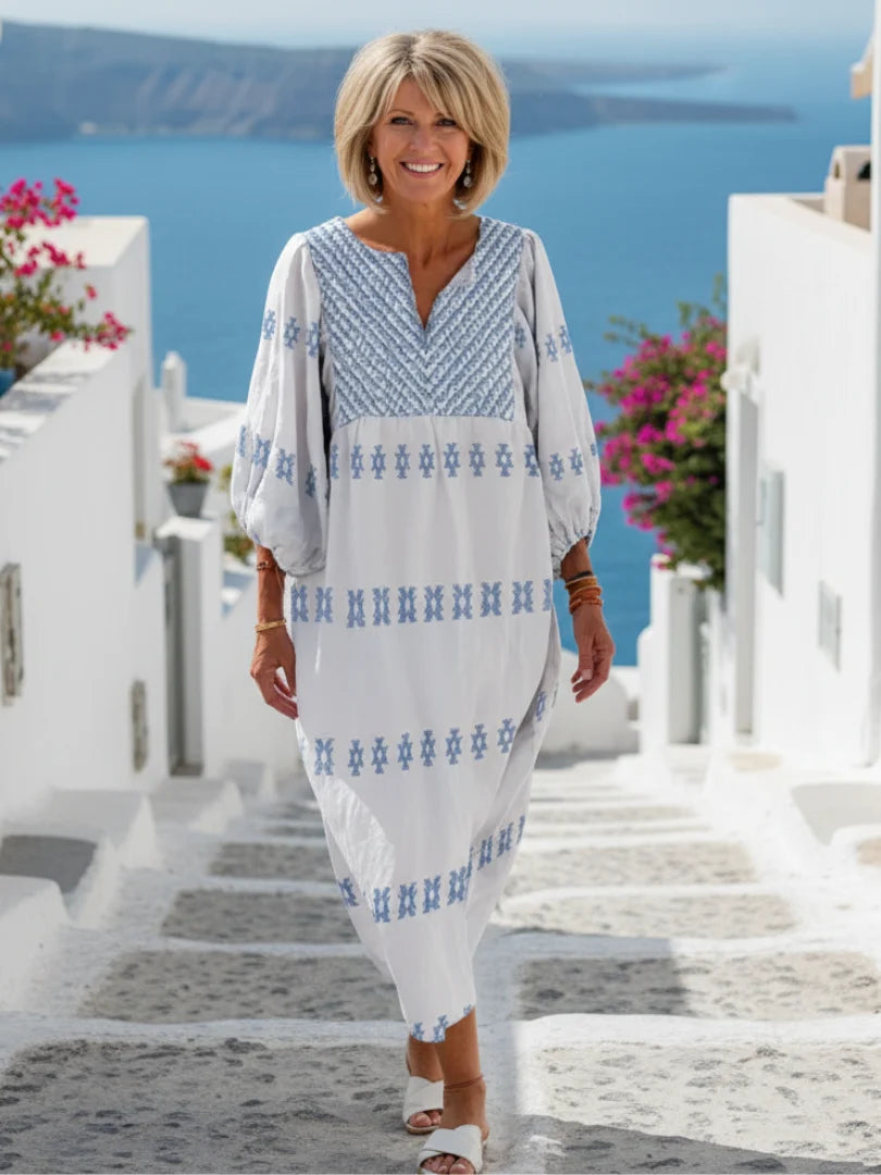 Women's Embroidered V-Neck Maxi Dress