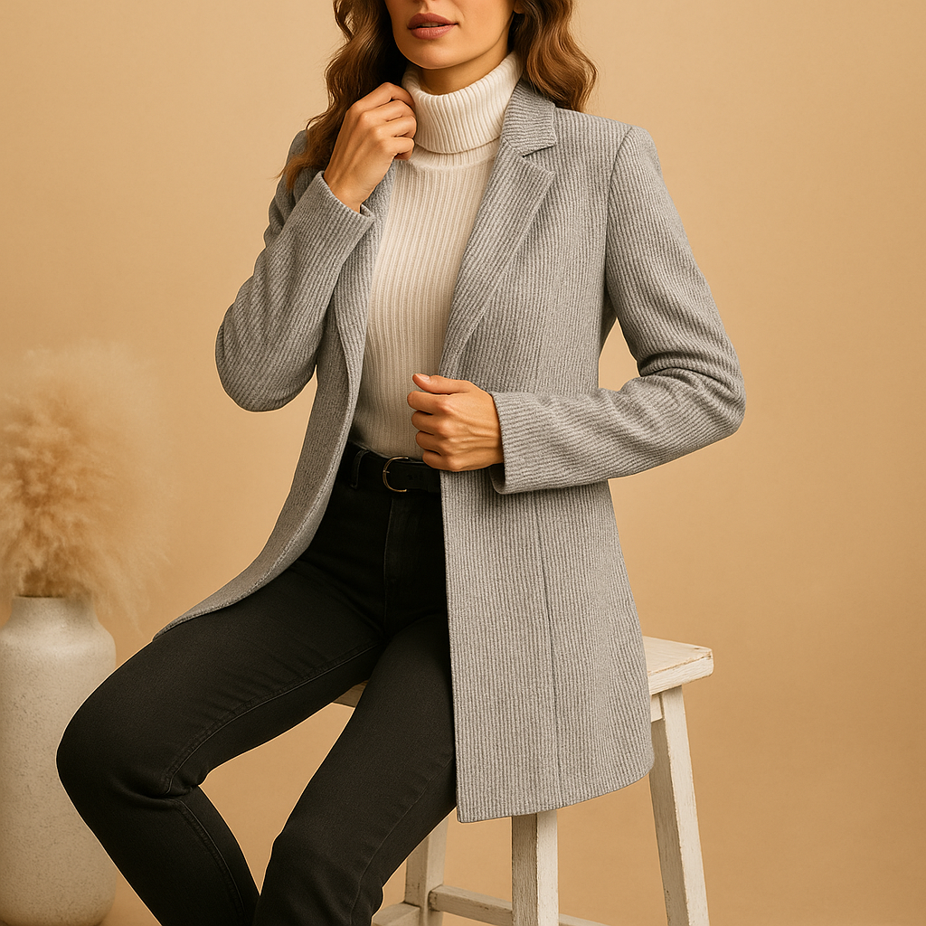 Women's Fitted Long Sleeve Black Blazer for Professional Style