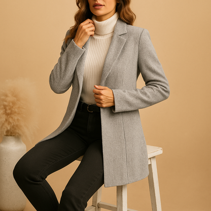 Women's Fitted Long Sleeve Black Blazer for Professional Style