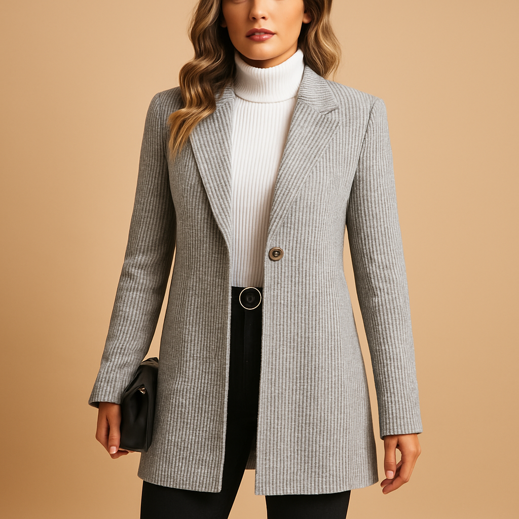 Women's Fitted Long Sleeve Black Blazer for Professional Style