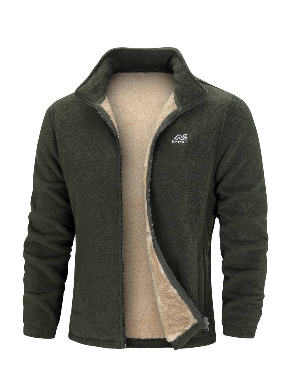 Women's Fleece Cardigan with Stand-Up Collar