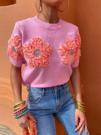 Women's Floral Boxy Sweater Shirt