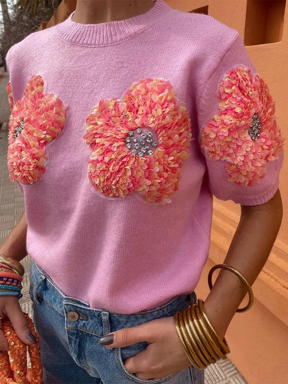 Women's Floral Boxy Sweater Shirt