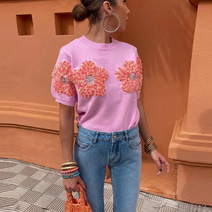 Women's Floral Boxy Sweater Shirt