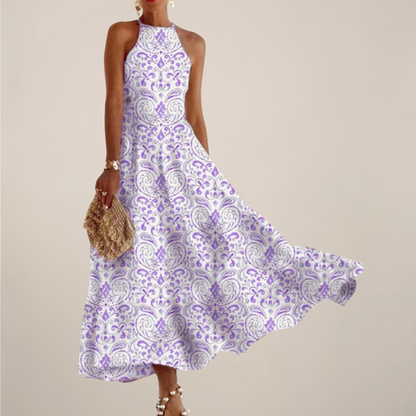 Women's Floral Halter Neck Maxi Dress