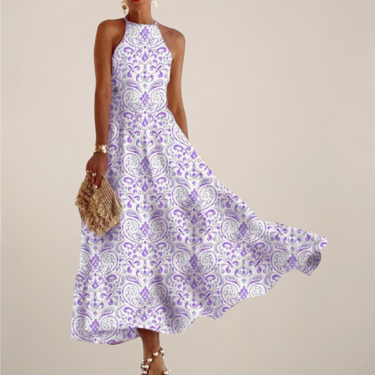 Women's Floral Halter Neck Maxi Dress