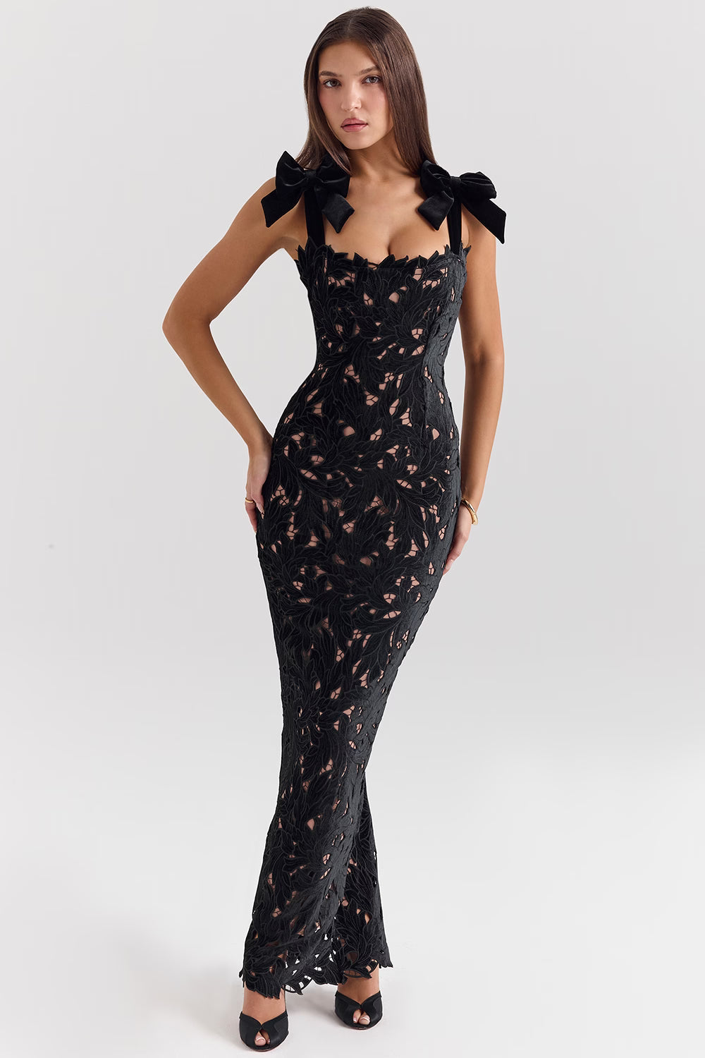 Women's Floral Lace Maxi Dress