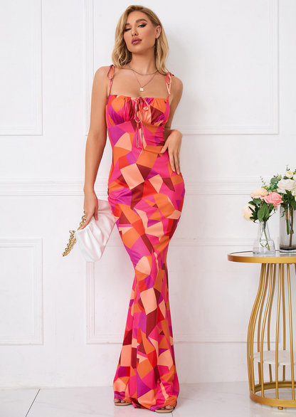 Women's Floral Maxi Dress with Bow Details