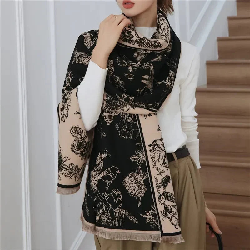 Women's Floral Oversized Scarf - Elegant Design for Versatile Styling