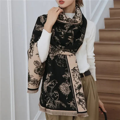 Women's Floral Oversized Scarf - Elegant Design for Versatile Styling
