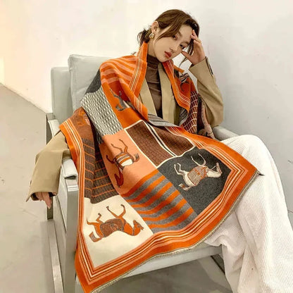 Women's Floral Oversized Scarf - Elegant Design for Versatile Styling