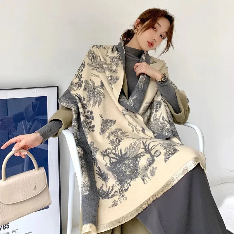 Women's Floral Oversized Scarf - Elegant Design for Versatile Styling