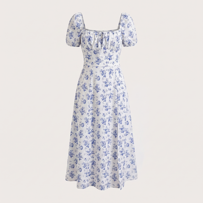Women's Floral Square Neck Maxi Dress with Thigh Split